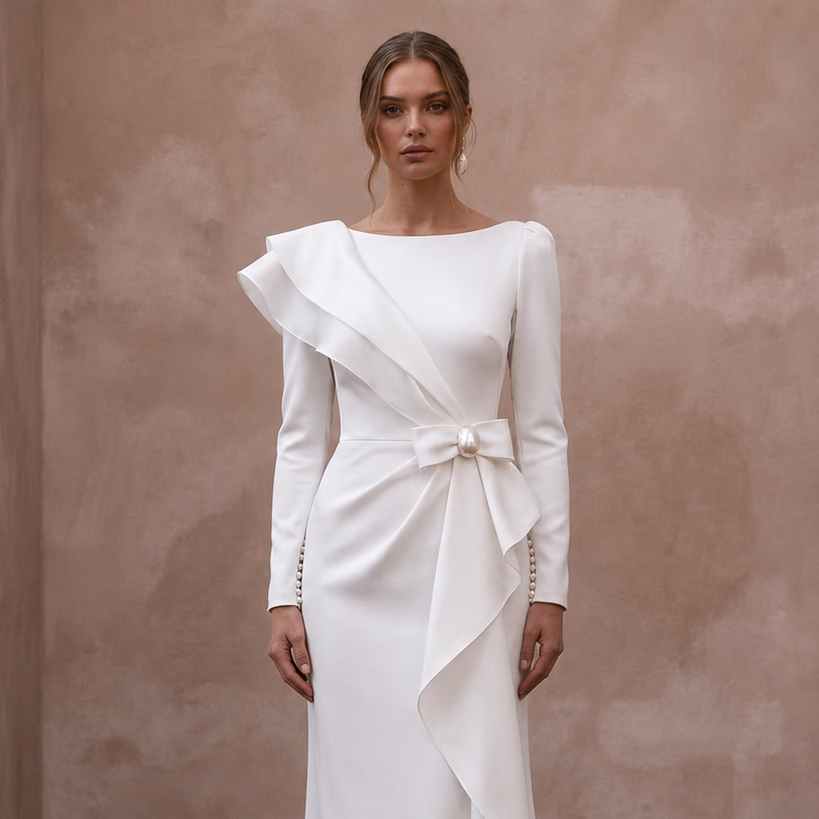 Simple Satin Wedding Dress for a Civil Wedding