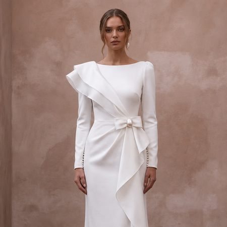 Simple Satin Wedding Dress for a Civil Wedding