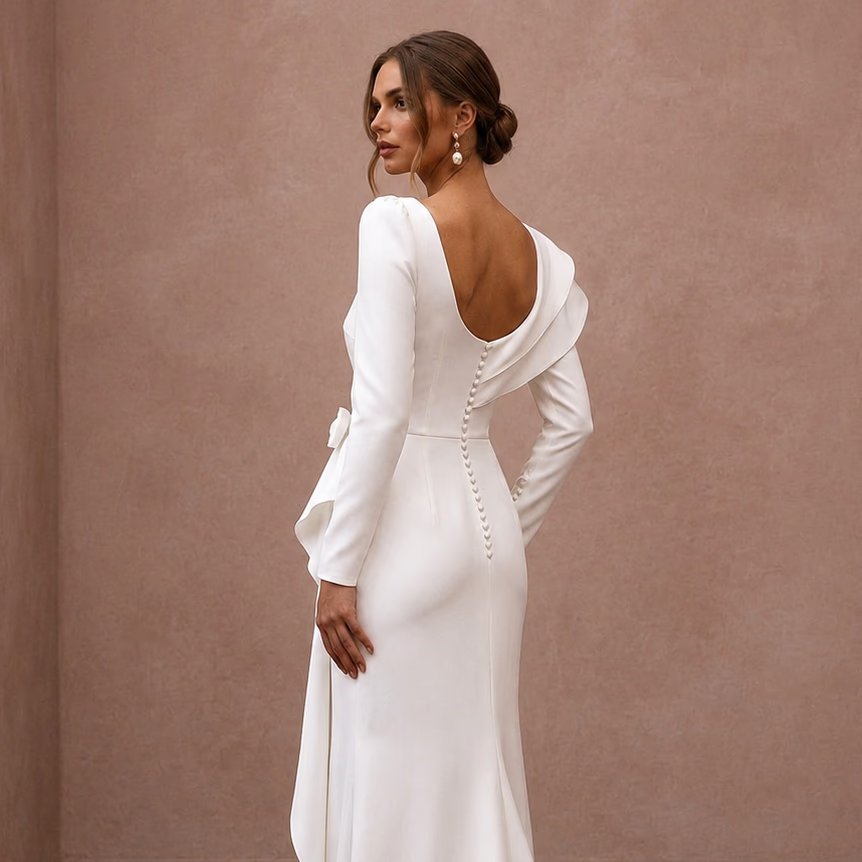 Simple Satin Wedding Dress for a Civil Wedding