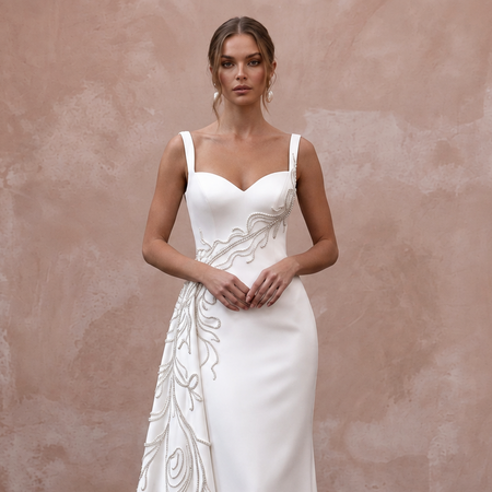 Simple Satin Wedding Dress for a Contemporary Wedding