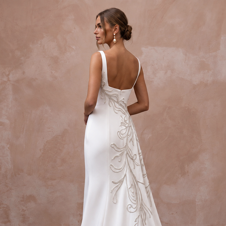 Simple Satin Wedding Dress for a Contemporary Wedding