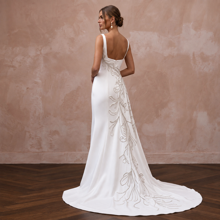 Simple Satin Wedding Dress for a Contemporary Wedding