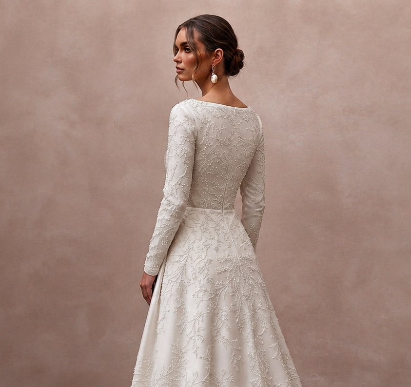 Simple Satin Wedding Dress for a Registry Office Wedding - Apparel & Accessories > Clothing > Wedding & Bridal Party Dresses > Wedding Dresses - Mignonette Bridal