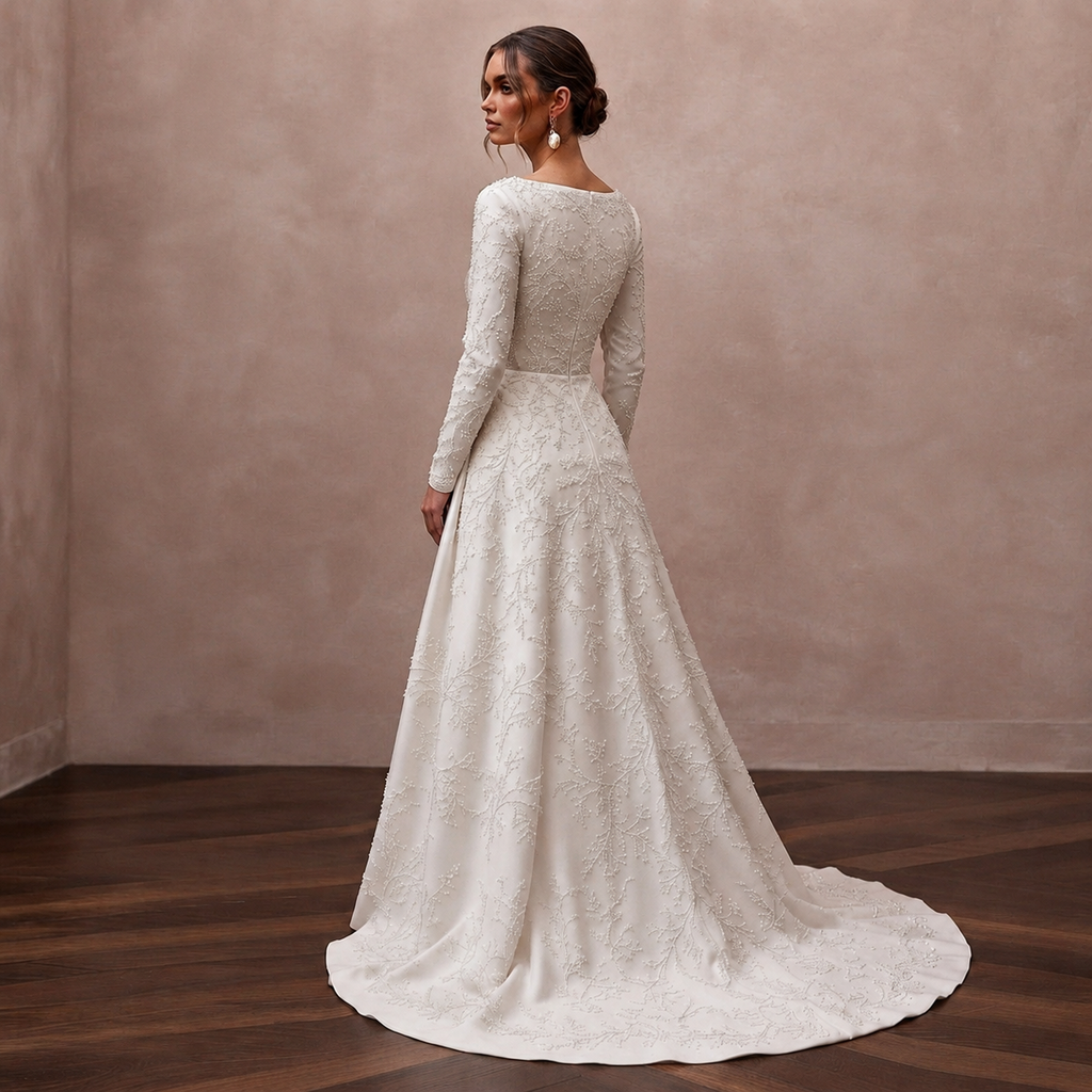 Simple Satin Wedding Dress for a Registry Office Wedding - Apparel & Accessories > Clothing > Wedding & Bridal Party Dresses > Wedding Dresses - Mignonette Bridal