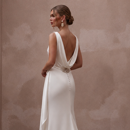 Simple Satin Wedding Dress for a Small Beach Ceremony