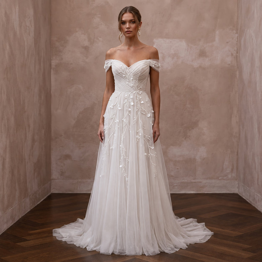 Simple Tulle Wedding Dress for a Romantic Elopement - Apparel & Accessories > Clothing > Wedding & Bridal Party Dresses > Wedding Dresses - Mignonette Bridal
