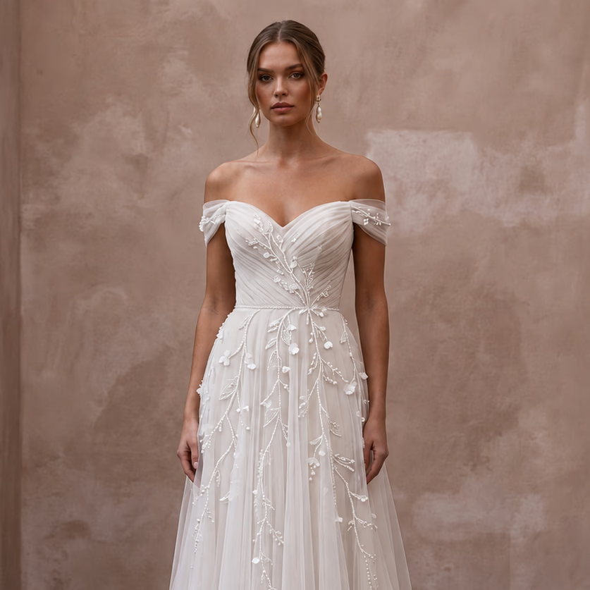 Simple Tulle Wedding Dress for a Romantic Elopement - Apparel & Accessories > Clothing > Wedding & Bridal Party Dresses > Wedding Dresses - Mignonette Bridal