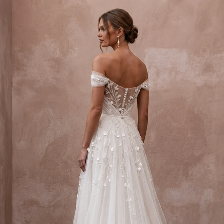 Simple Tulle Wedding Dress for a Romantic Elopement - Apparel & Accessories > Clothing > Wedding & Bridal Party Dresses > Wedding Dresses - Mignonette Bridal