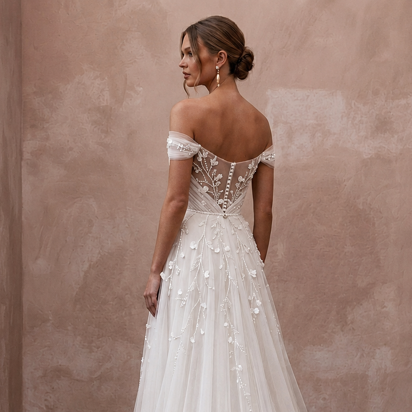 Simple Tulle Wedding Dress for a Romantic Elopement