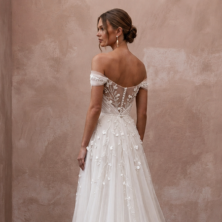 Simple Tulle Wedding Dress for a Romantic Elopement