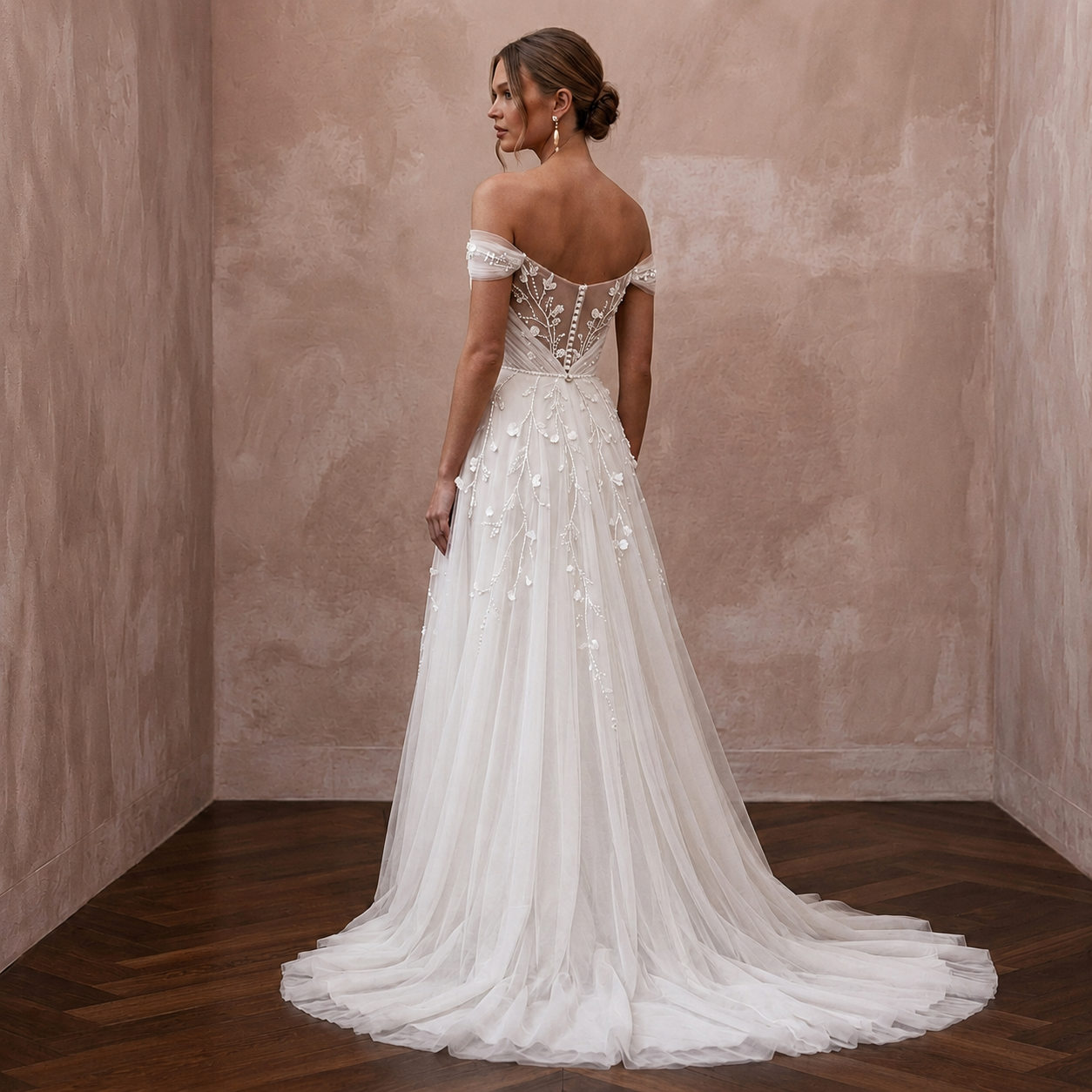 Simple Tulle Wedding Dress for a Romantic Elopement