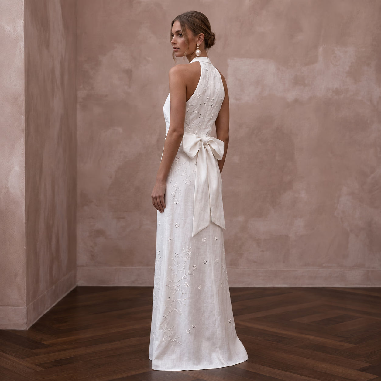 Simple White Linen Halter Dress for Post-Wedding Beach Brunch Secondary image