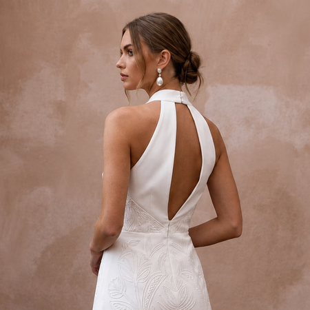 Simple White Stretch Cotton Sateen Mini for Elopement - Apparel & Accessories > Clothing > Wedding & Bridal Party Dresses > Wedding Dresses - Mignonette Bridal