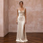 Sleek Champagne Stretch Silk Charmeuse Sheath Wedding Dress for After-Party