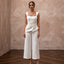 Sleek Cream Stretch Mikado Culotte Jumpsuit for Gallery Elopement - Apparel & Accessories > Clothing > Wedding & Bridal Party Dresses > Wedding Dresses - Mignonette Bridal