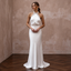 Sleek Diamond White Liquid Satin Halter for Engagement Dinner