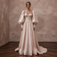 Soft Blush Silk Taffeta Balloon Sleeve Gown for Elopement