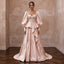 Soft Blush Silk Taffeta Balloon Sleeve Wedding Dress for Elopement