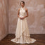 Soft Champagne Chiffon Draped Halter Wrap Bridal Dress