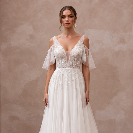Soft Chiffon Wedding Dress with Romantic A-Line Silhouette
