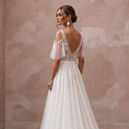 Soft Chiffon Wedding Dress with Romantic A-Line Silhouette