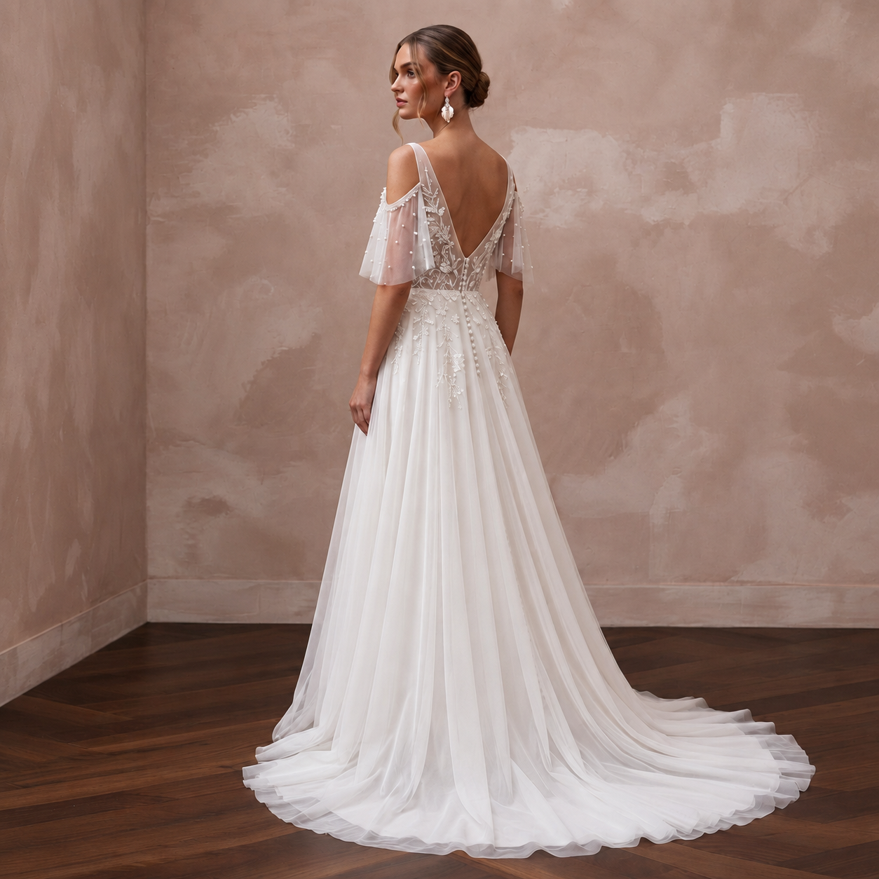 Soft Chiffon Wedding Dress with Romantic A-Line Silhouette