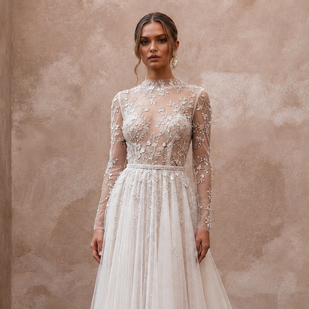 Soft English Net Wedding Dresses with Flowing Elegance