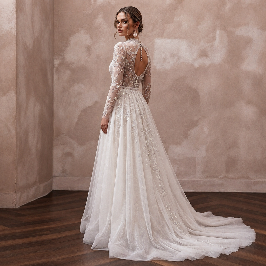 Soft English Net Wedding Dresses with Flowing Elegance
