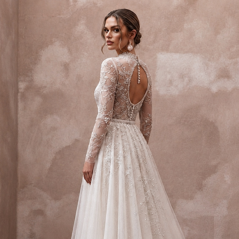 Soft English Net Wedding Dresses with Flowing Elegance