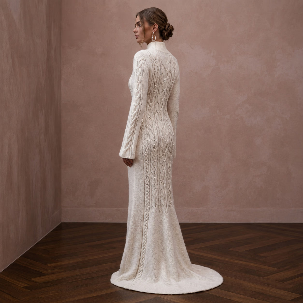Soft Ivory Angora Blend Sweater Dress for Post-Wedding Cabin Secondary image