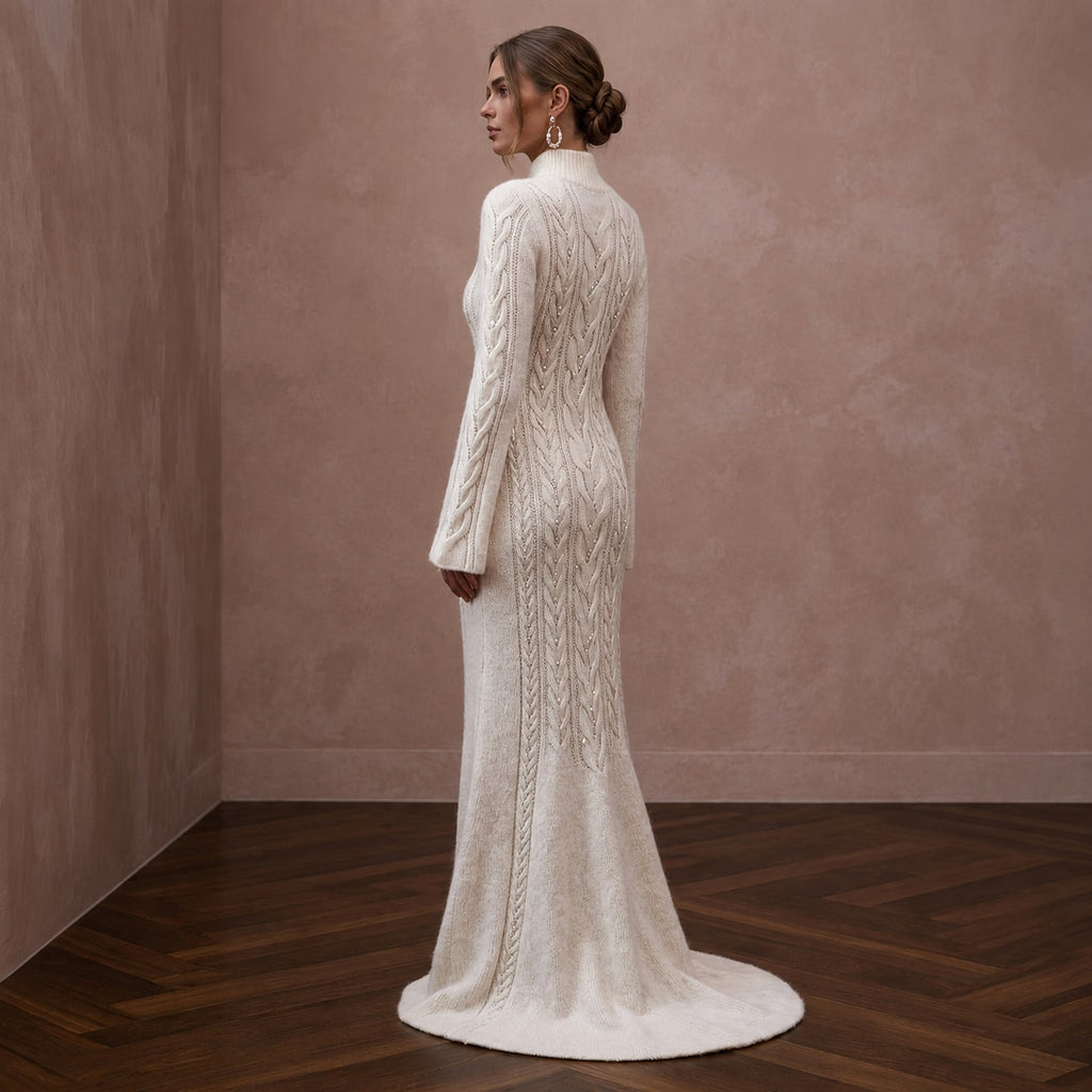 Soft Ivory Angora Blend Sweater Dress for Post - Wedding Cabin - Apparel & Accessories > Clothing > Wedding & Bridal Party Dresses > Wedding Dresses - Mignonette Bridal