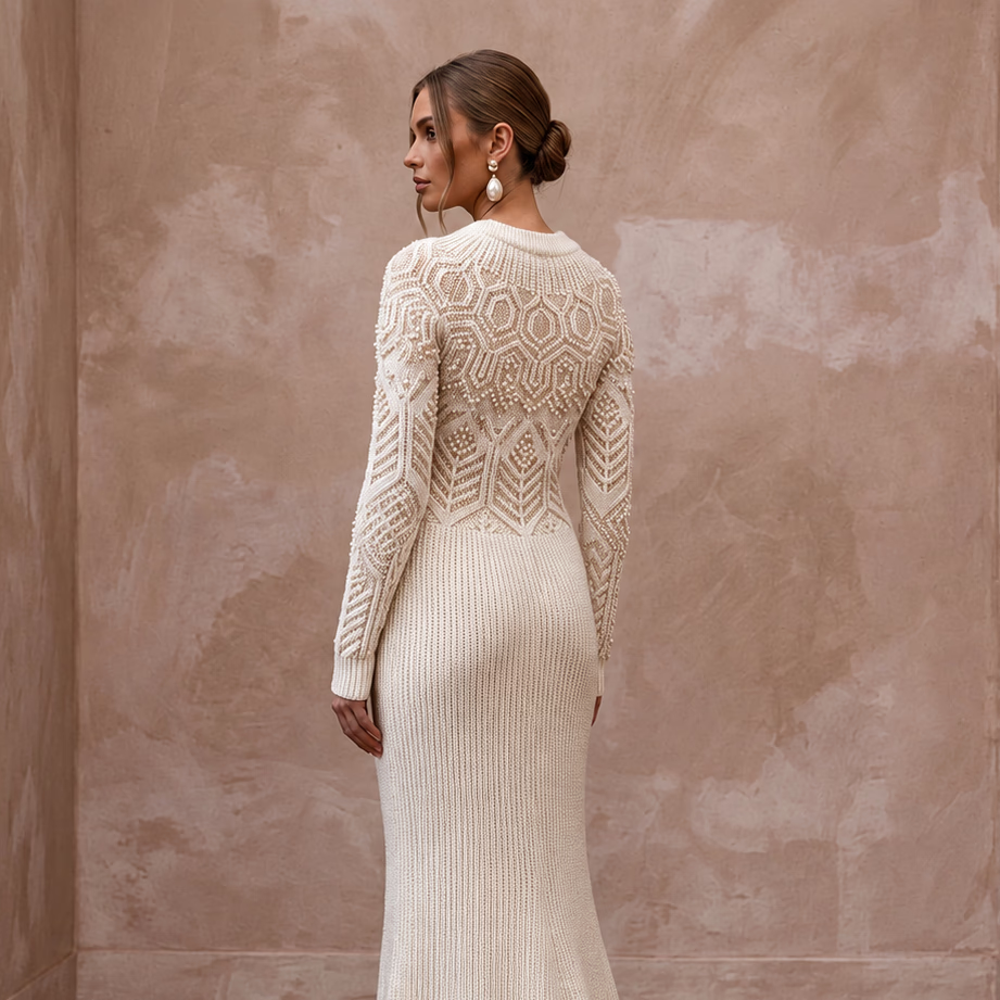 Soft Ivory Angora Blend Sweater Wedding Dress for Post-Wedding Cabin