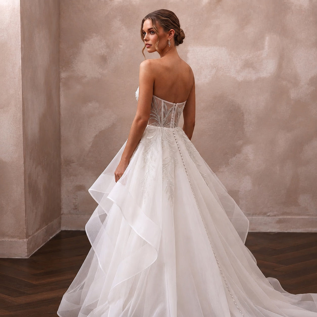 Soft Organza Wedding Dresses with Layered Ball Gown Skirts Secondary image