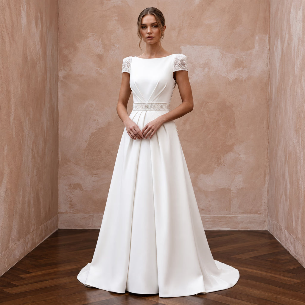 Sophisticated A-Line Bridal Dress for a Second Marriage