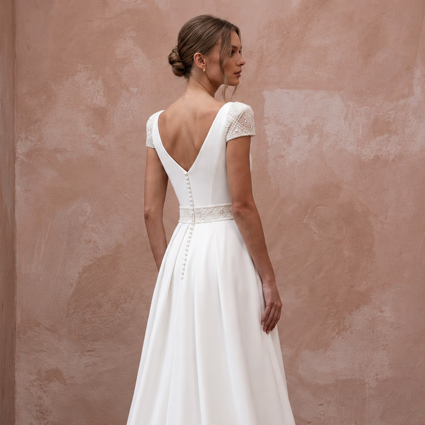 Sophisticated A-Line Bridal Dress for a Second Marriage