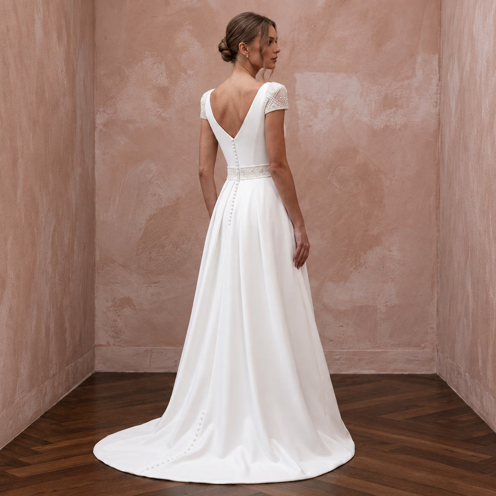 Sophisticated A-Line Bridal Dress for a Second Marriage