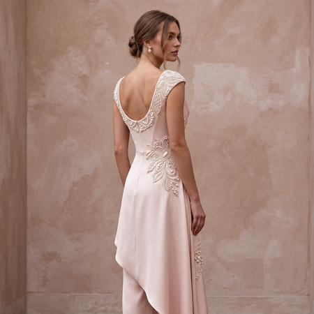 Sophisticated Blush Silk Charmeuse Bridal Tunic & Pant Set for Bridal Shower