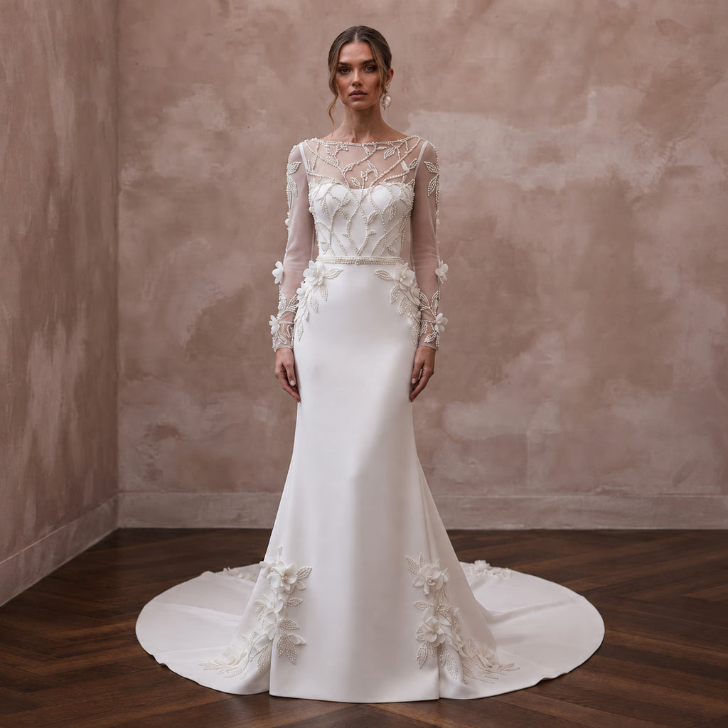 Sophisticated Crepe Bridal Gown for a Black-Tie Wedding