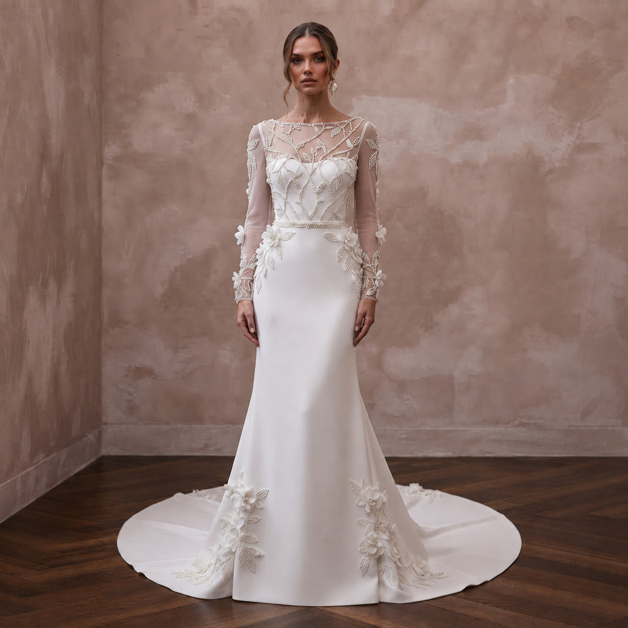 Sophisticated Crepe Bridal Gown for a Black-Tie Wedding