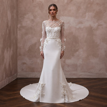 Sophisticated Crepe Bridal Gown for a Black-Tie Wedding