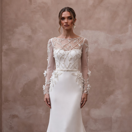 Sophisticated Crepe Bridal Gown for a Black-Tie Wedding