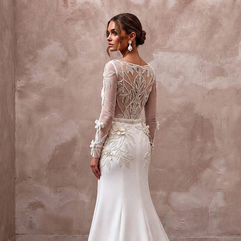 Sophisticated Crepe Bridal Gown for a Black-Tie Wedding