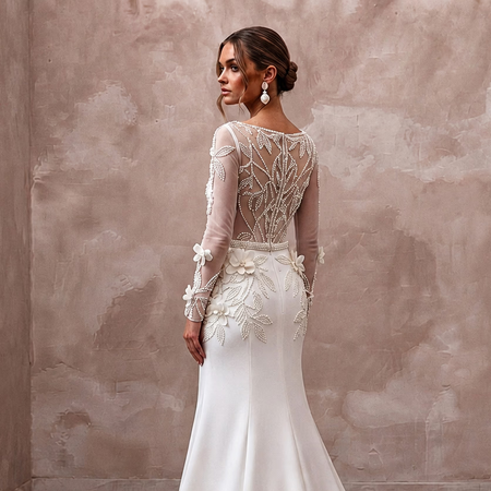 Sophisticated Crepe Bridal Gown for a Black-Tie Wedding