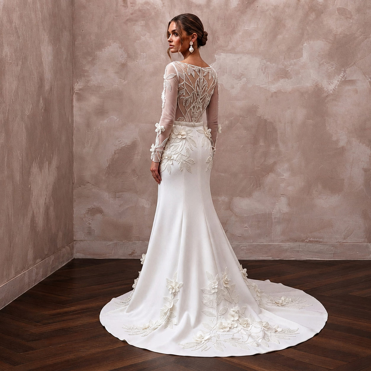 Sophisticated Crepe Bridal Gown for a Black-Tie Wedding