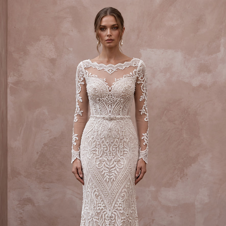 Sophisticated Lace Wedding Gown for a Formal Second Wedding
