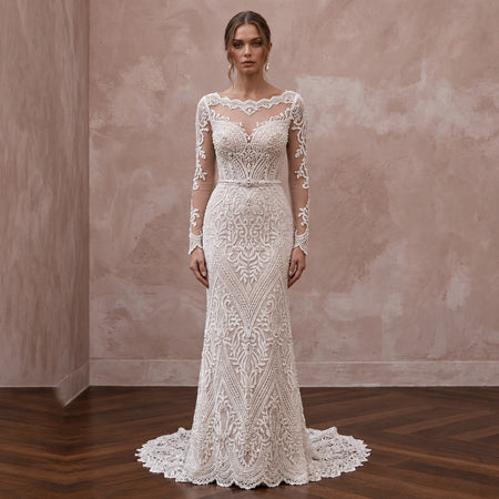 Sophisticated Lace Wedding Gown for a Formal Second Wedding