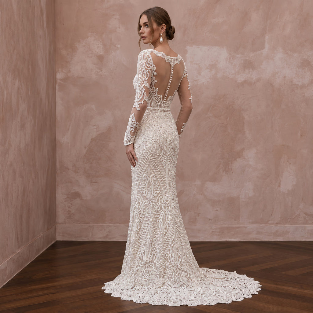 Sophisticated Lace Wedding Gown for a Formal Second Wedding