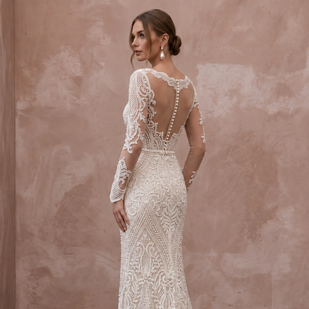 Sophisticated Lace Wedding Gown for a Formal Second Wedding