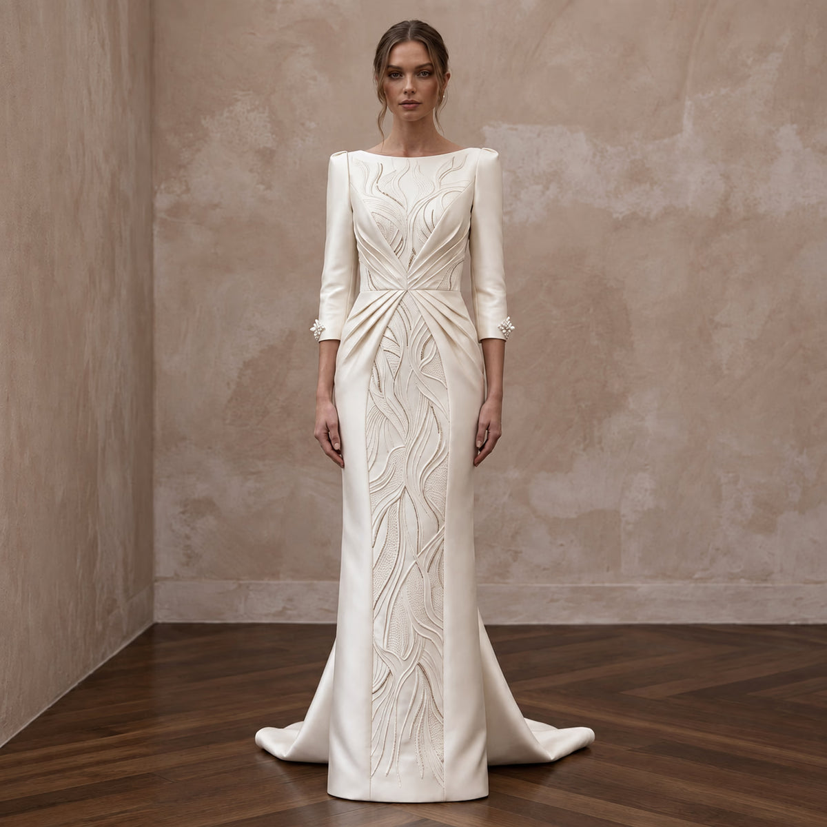 Sophisticated Satin Bridal Gown for a Mature Bride