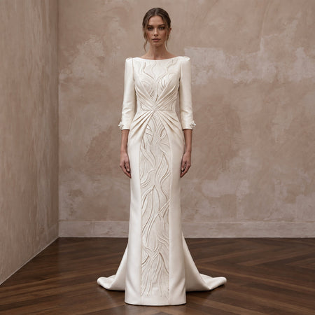 Sophisticated Satin Bridal Gown for a Mature Bride